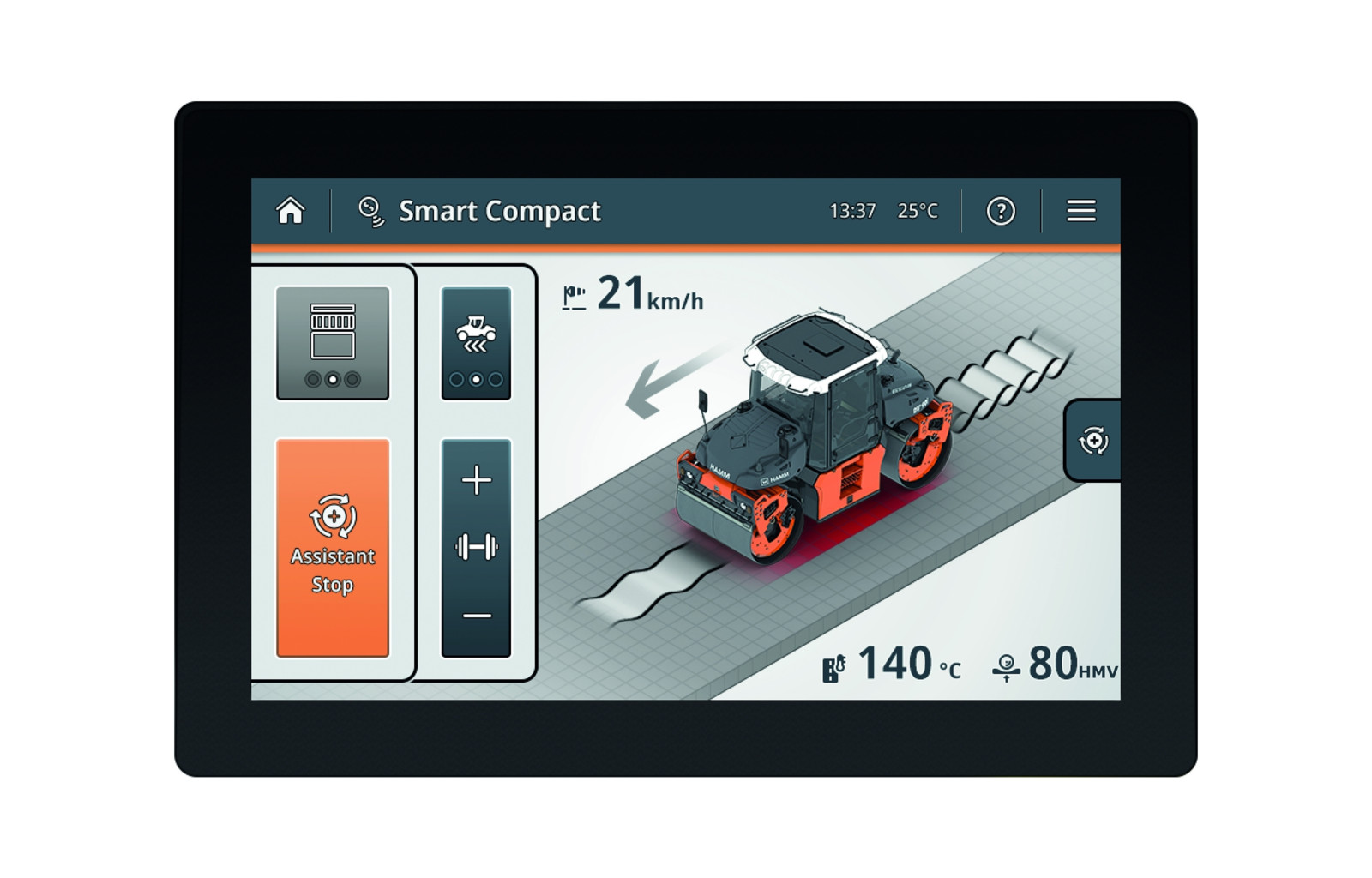 Die Modelle der Serie HX können mit dem digitalen Verdichtungsassistenten Smart Compact ausgerüstet werden