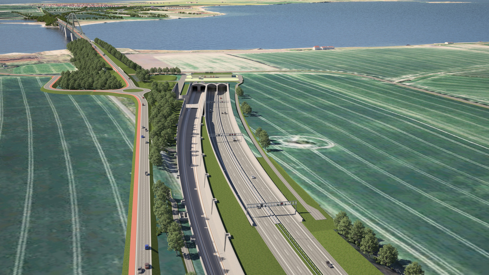 Visualisierung des Projekts: Nach jahrelanger Planung startet der 88 Kilometer lange Aus- und Neubau der Bahnstrecke von Puttgarden bis Lübeck als Anbindung für den dänischen Belttunnel in der Ostsee. 