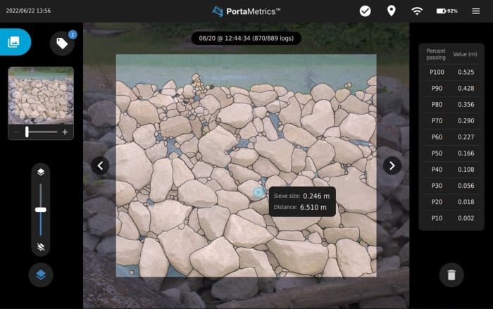 Je mehr Bilder das PortaMetrics macht, desto besser kann es die einzelnen Steine erfassen
